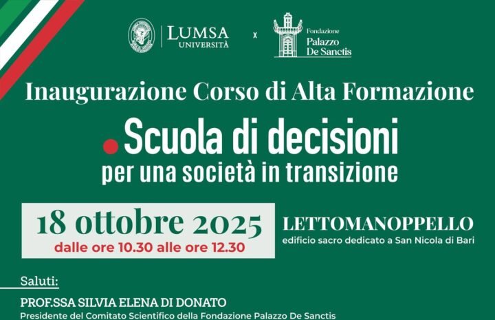 Inaugurazione Corso di Alta Formazione “Scuola di Decisioni”