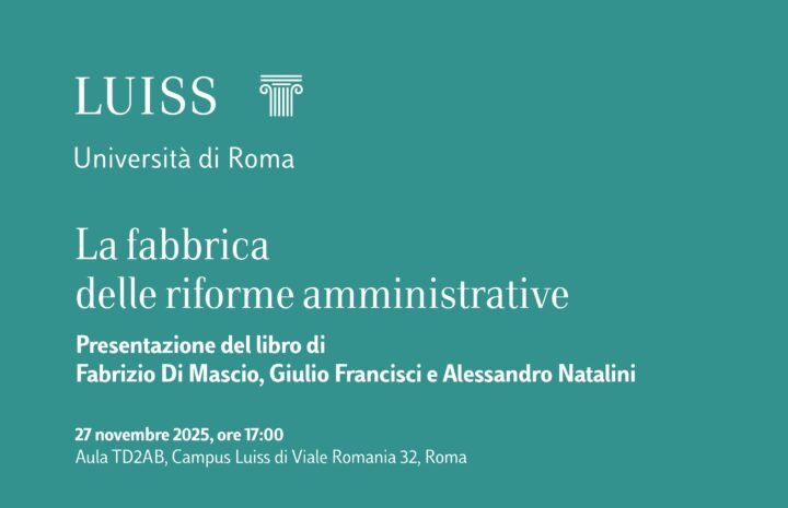 Giovedì 27 novembre: Presentazione del libro “La fabbrica delle riforme amministrative”