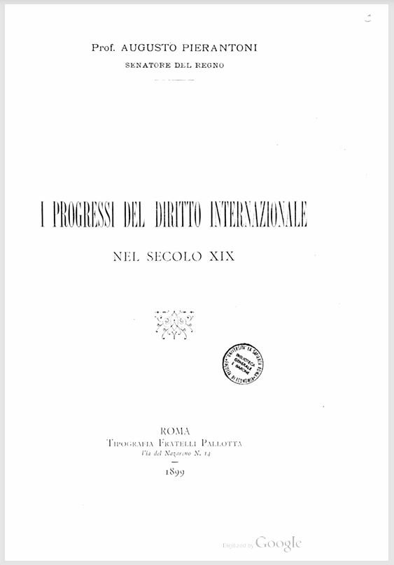 I progressi del diritto internazionale nel secolo XIX