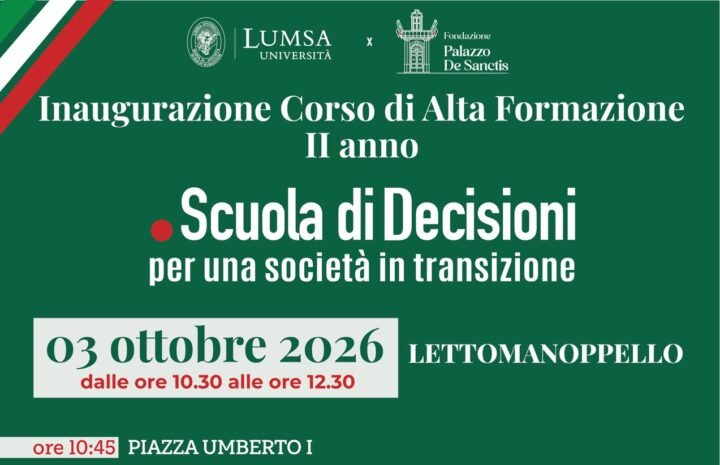 Inaugurazione II Ciclo della “Scuola di Decisioni per una società in transizione”